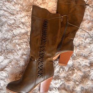 Brown Leather Knee-High Boots